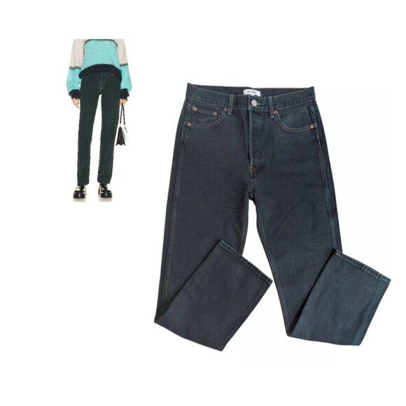 RE/DONE Evergreen Dipped Denim 90s High Rise Loose Straight Leg Jeans - Picture 1 of 7